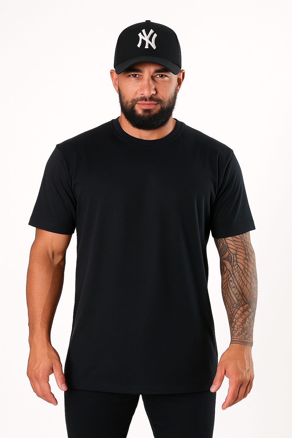 Kit Black Boné New Era Preto e Branco + Camiseta Básica Preta