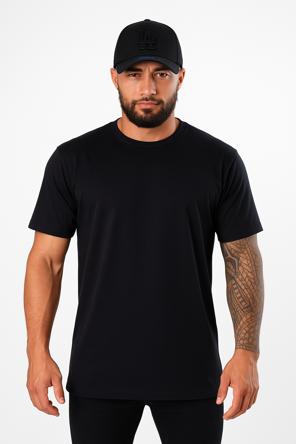 Kit All Black Boné LA Preto + Camiseta Básica Preta