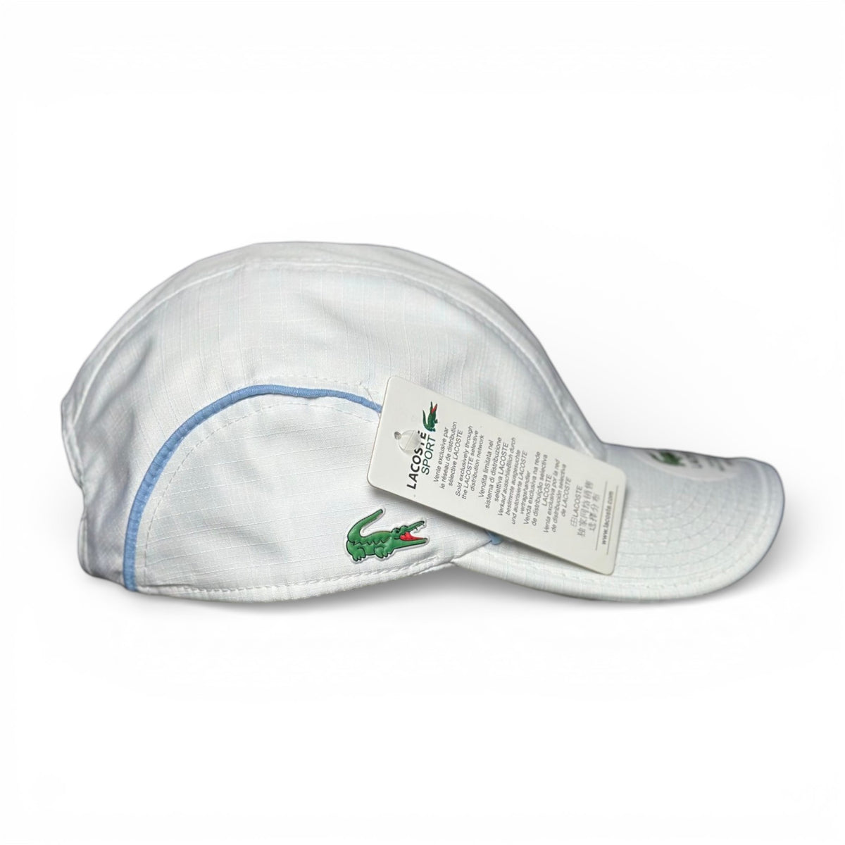 Boné Lacoste Esportivo Leve Branco Linha Azul bb