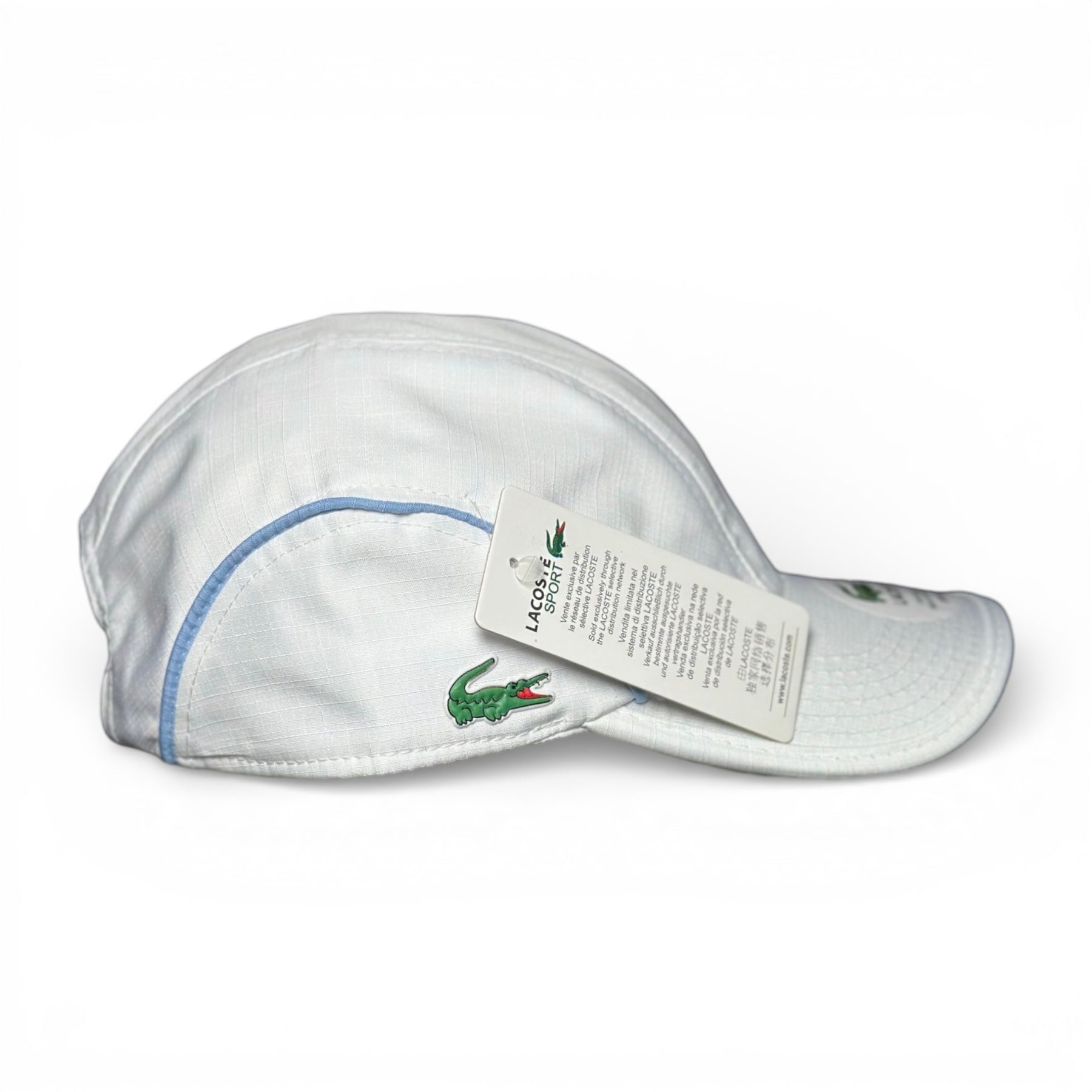 Boné Lacoste Esportivo Leve Branco Linha Azul bb
