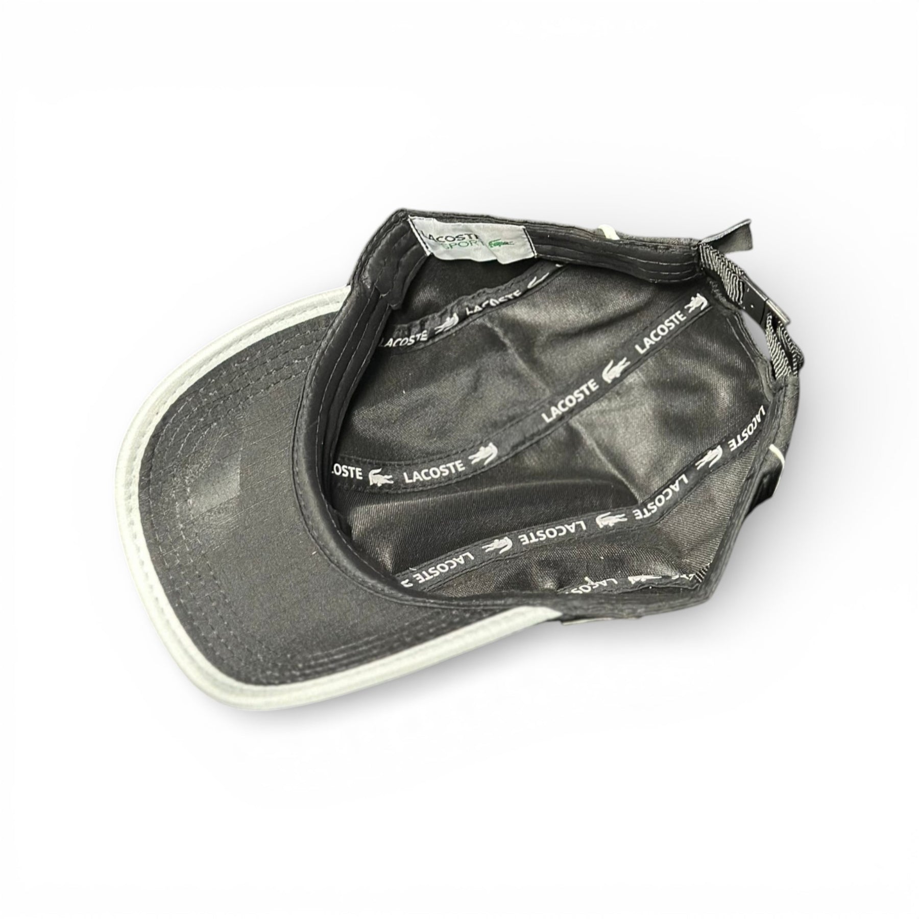 Boné Lacoste Esportivo Leve Preto Fita Branca