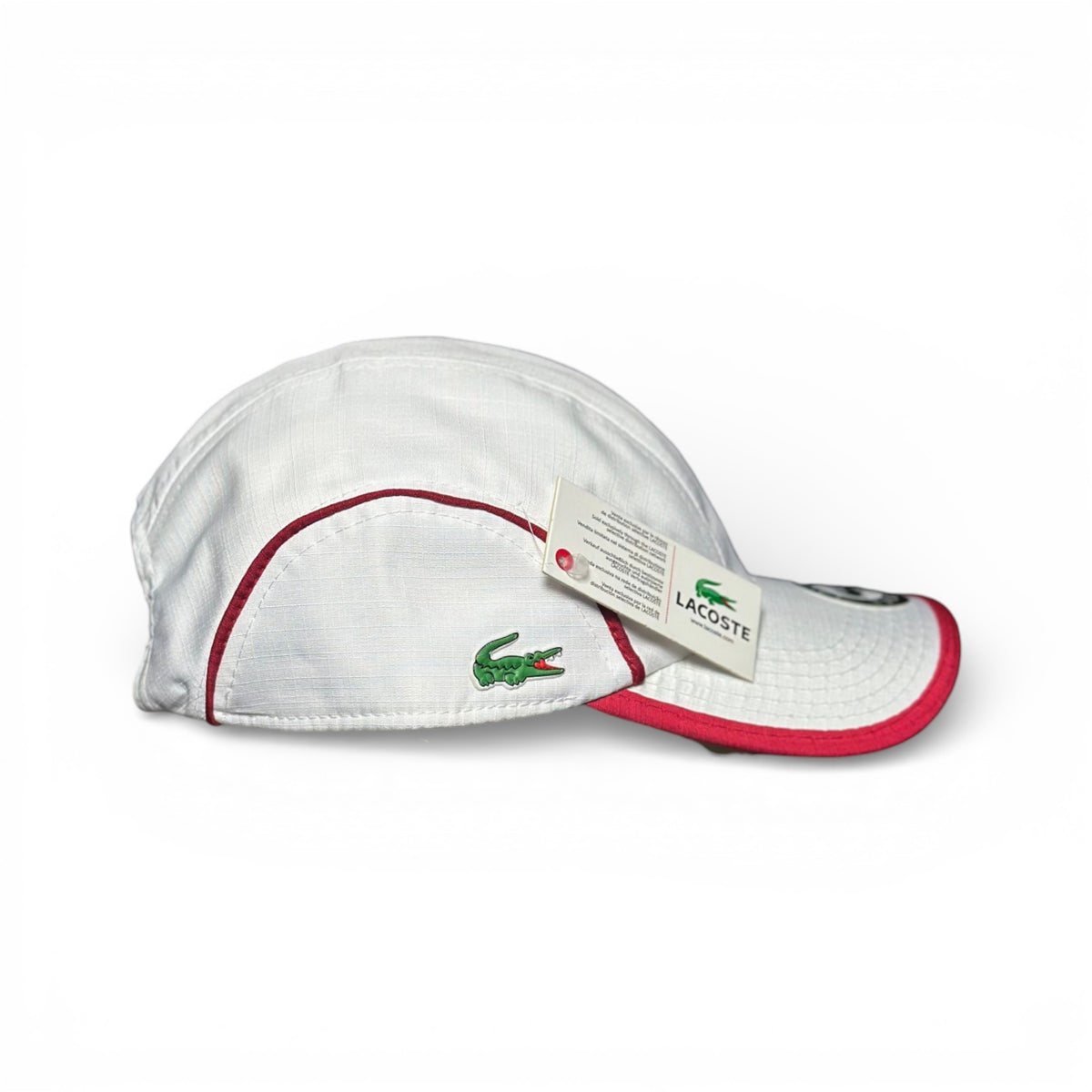 Boné Lacoste Esportivo Leve Branco Linha Vermelho