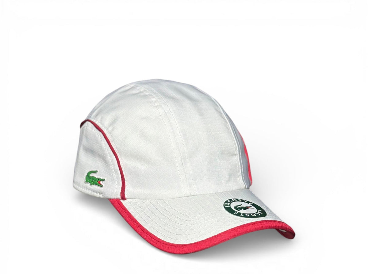 Boné Lacoste Esportivo Leve Branco Linha Vermelho