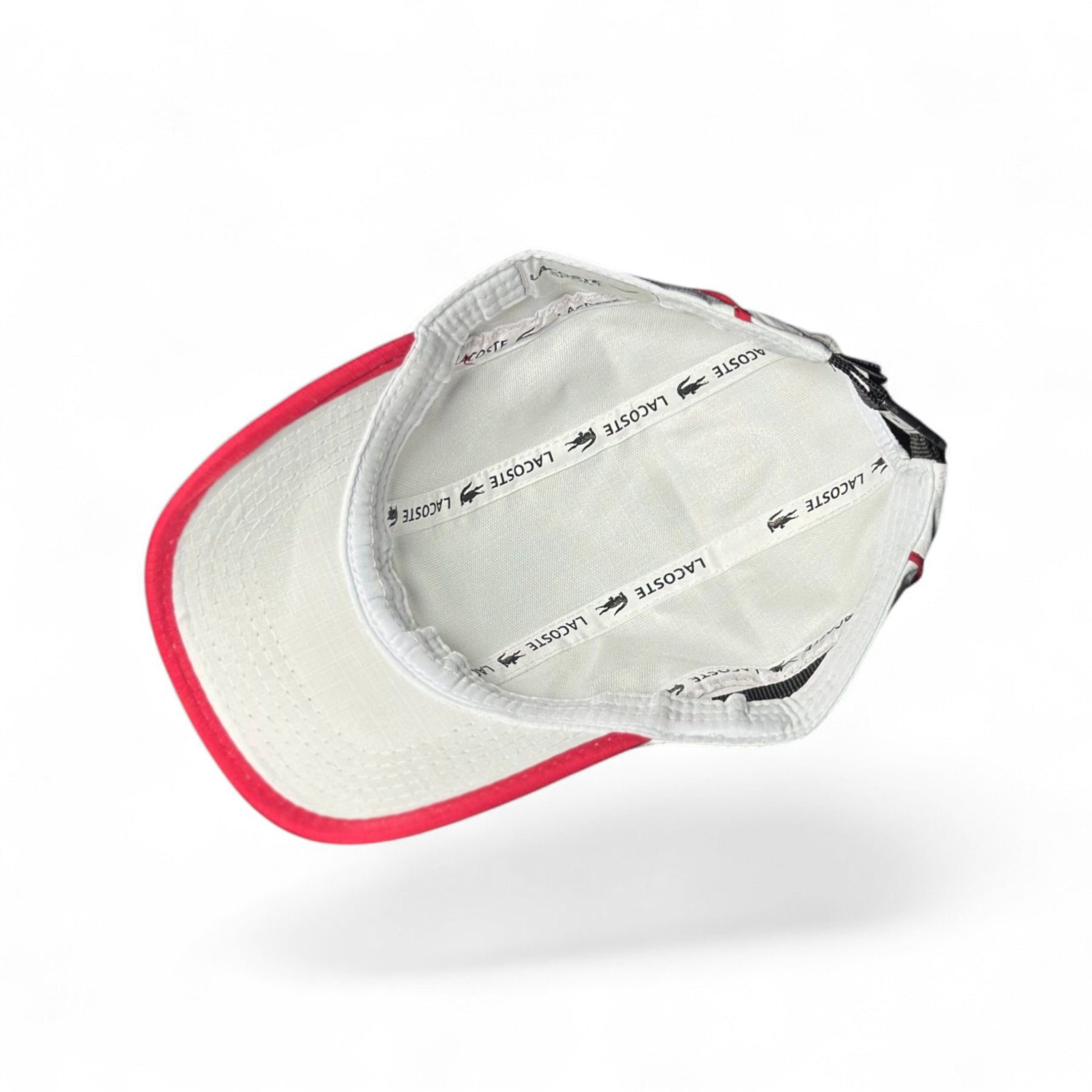 Boné Lacoste Esportivo Leve Branco Linha Vermelho