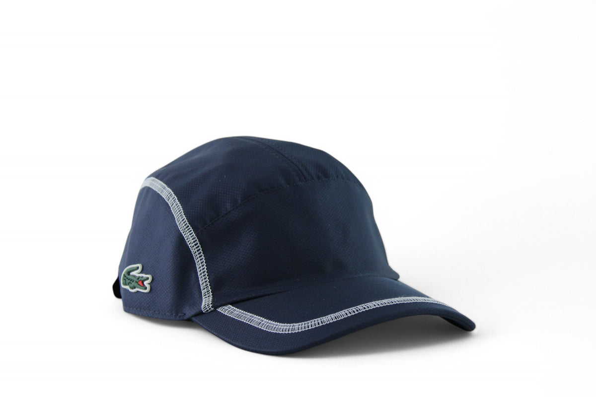 Boné Lacoste Esportivo Leve em Tecido Tafetá com Padrão Diamante Azul marinho