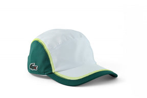 Boné Lacoste Esportivo Leve em Tecido Tafetá com Padrão Diamante Branco e Verde
