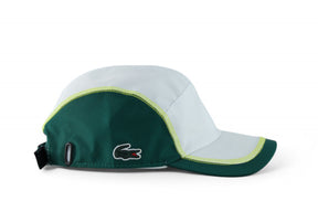 Boné Lacoste Esportivo Leve em Tecido Tafetá com Padrão Diamante Branco e Verde