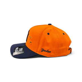 Boné New Era Rasgado Laranja e Azul marinho